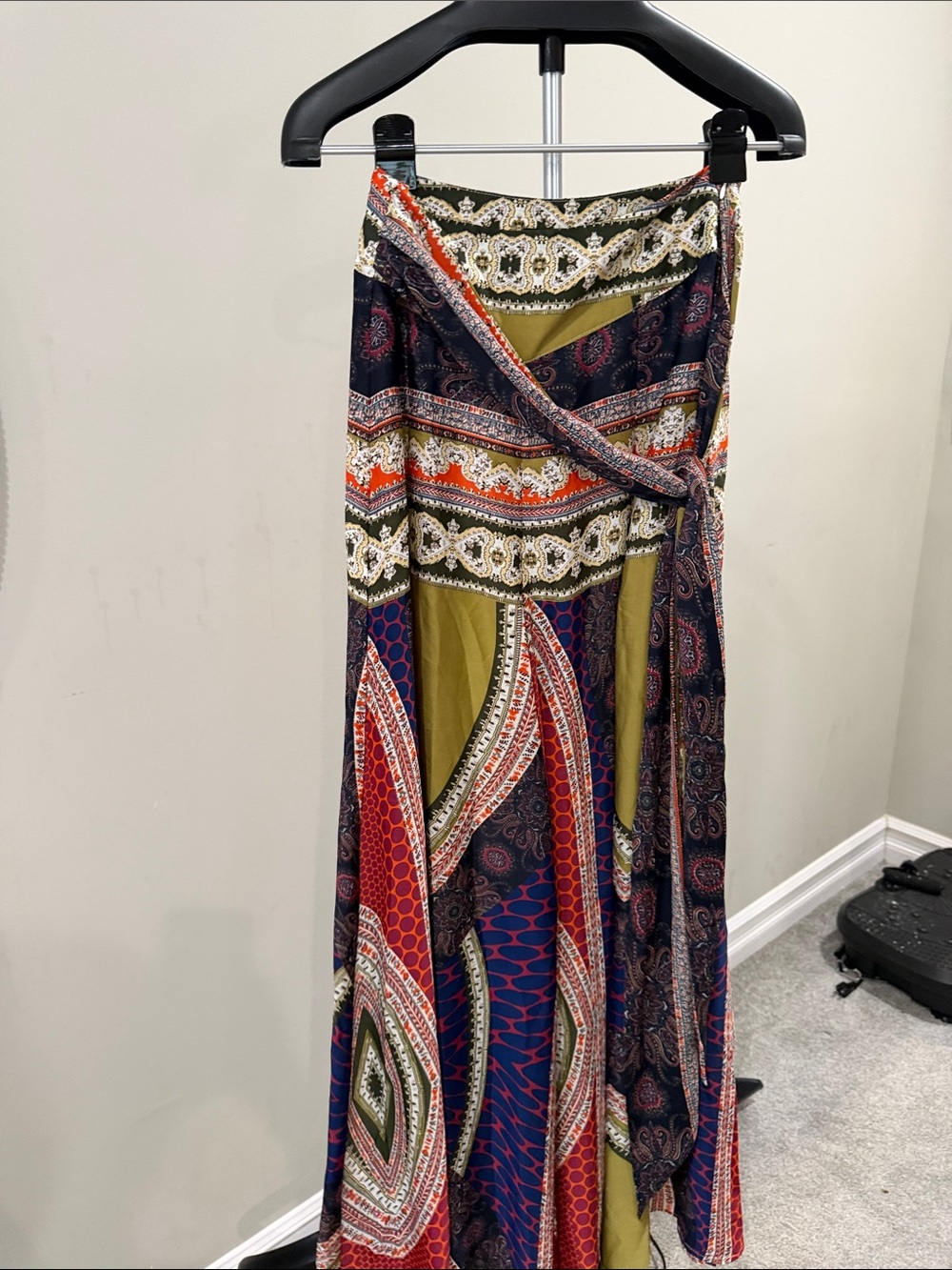 Boho Printed Wrap Maxi pants  in Olive and Red Garcia